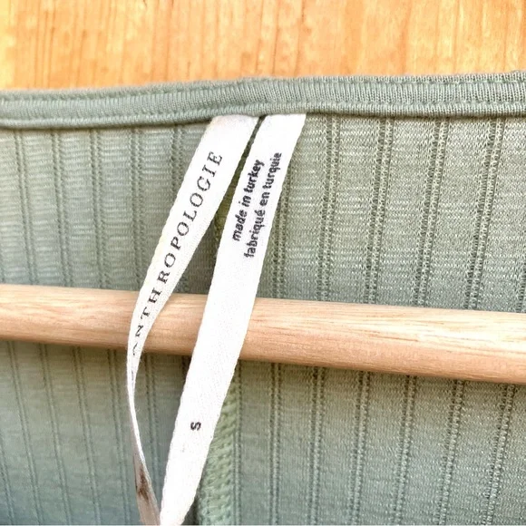 Anthropologie Arya Textured Balloon Sleeve Sage Top Sz Small - Picture 3 of 6